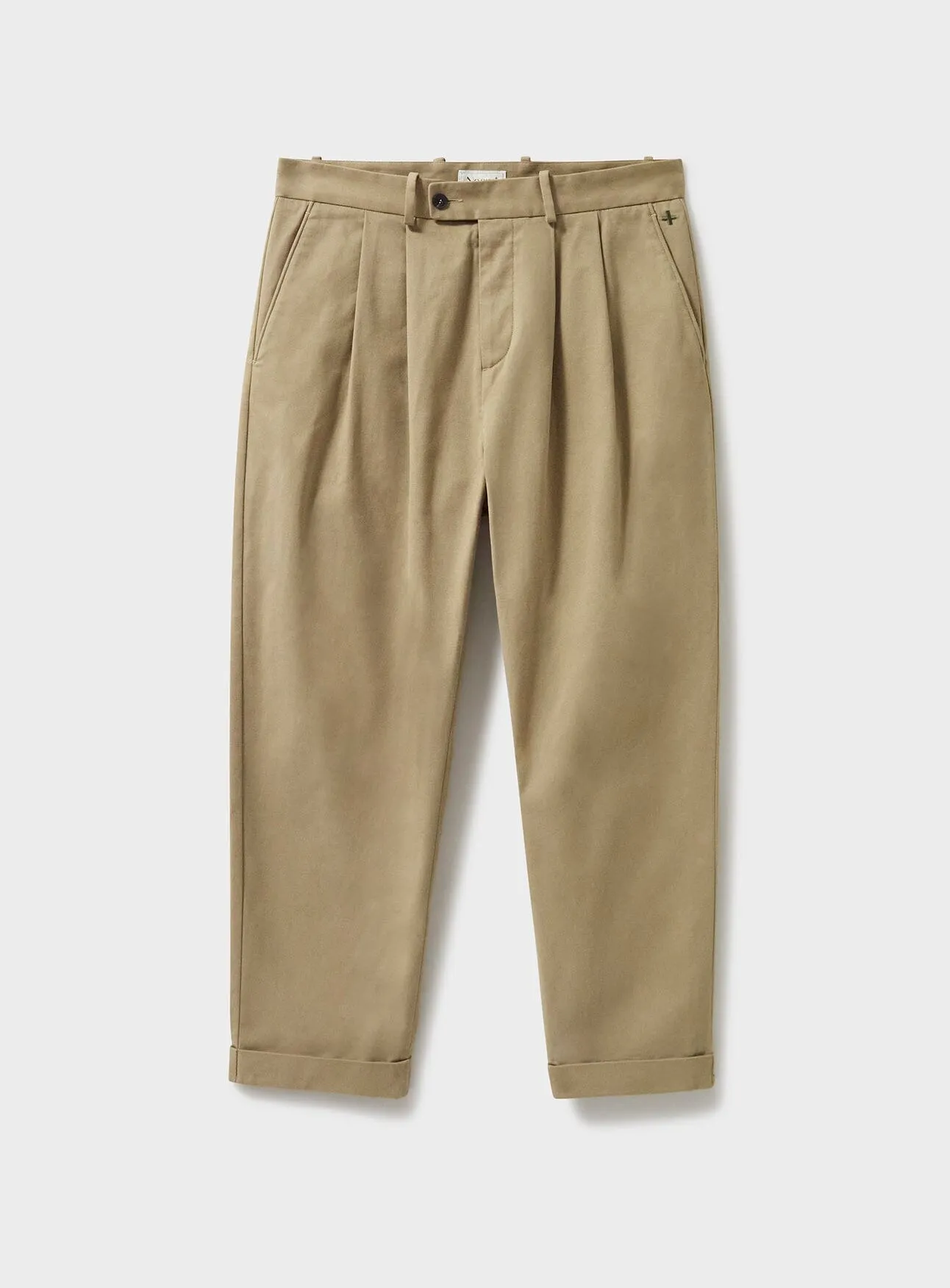 Organic Cotton stretch Oatmeal Pleated Trouser