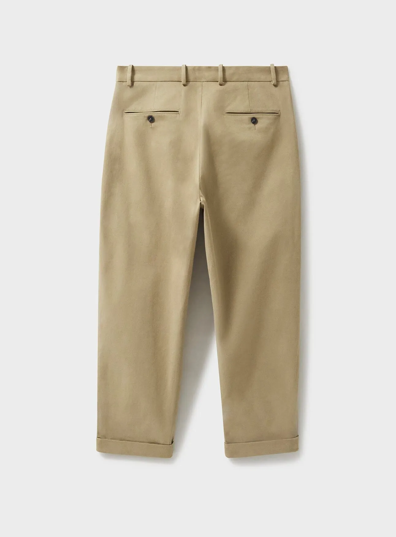 Organic Cotton stretch Oatmeal Pleated Trouser