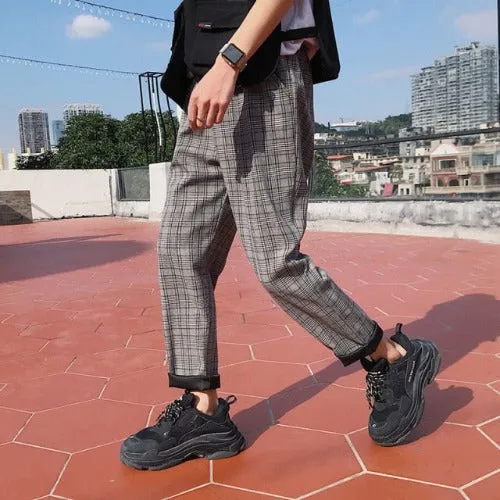 Plaid Jogger Pant Trouser - Grey