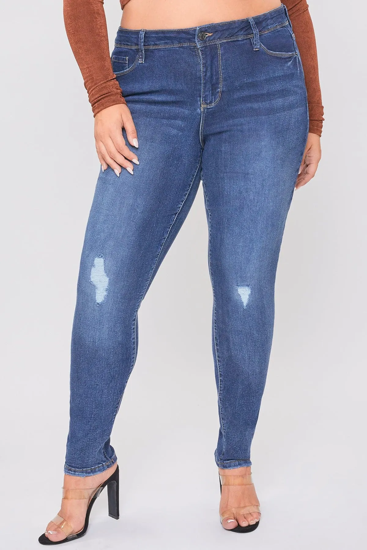 Plus Size Women's Essential Sustainable Distressed Skinny Jeans