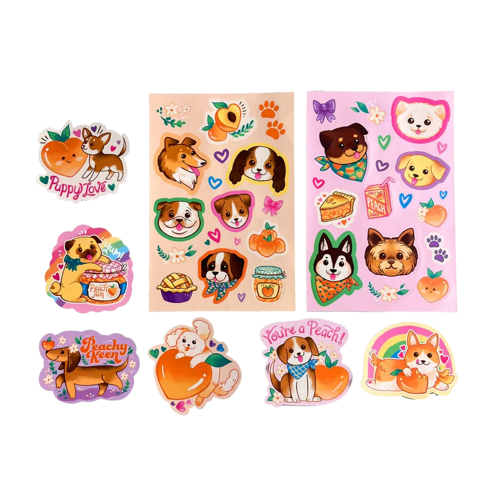 Puppies and Peaches Scented Stickers