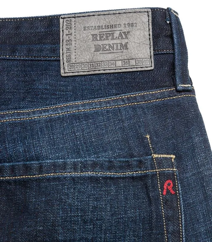 Replay Waitom Regular Slim-Fit Jeans - Medium Wash-Deep Blue