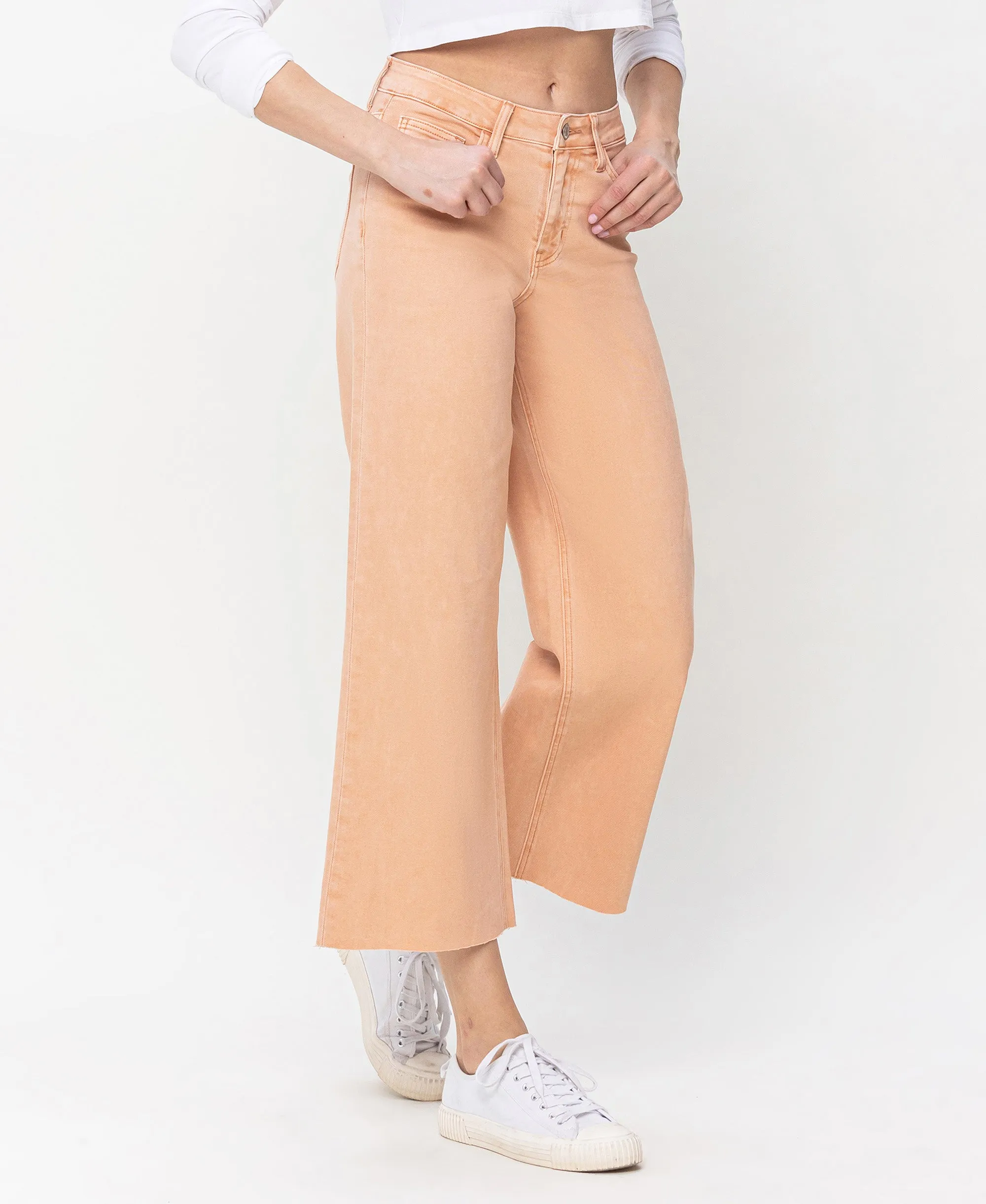 Soft Sand - High Rise Wide Leg Jeans