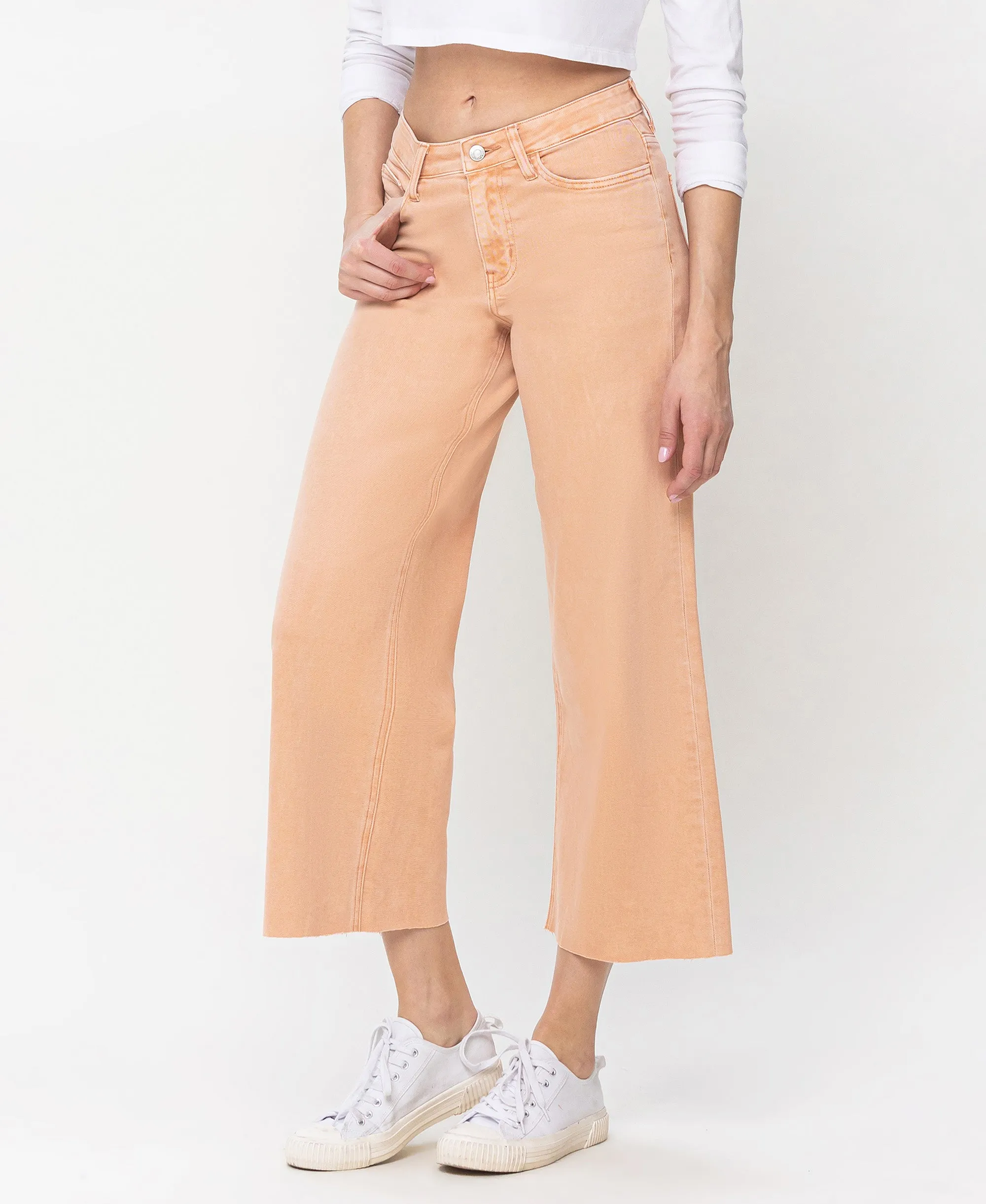 Soft Sand - High Rise Wide Leg Jeans