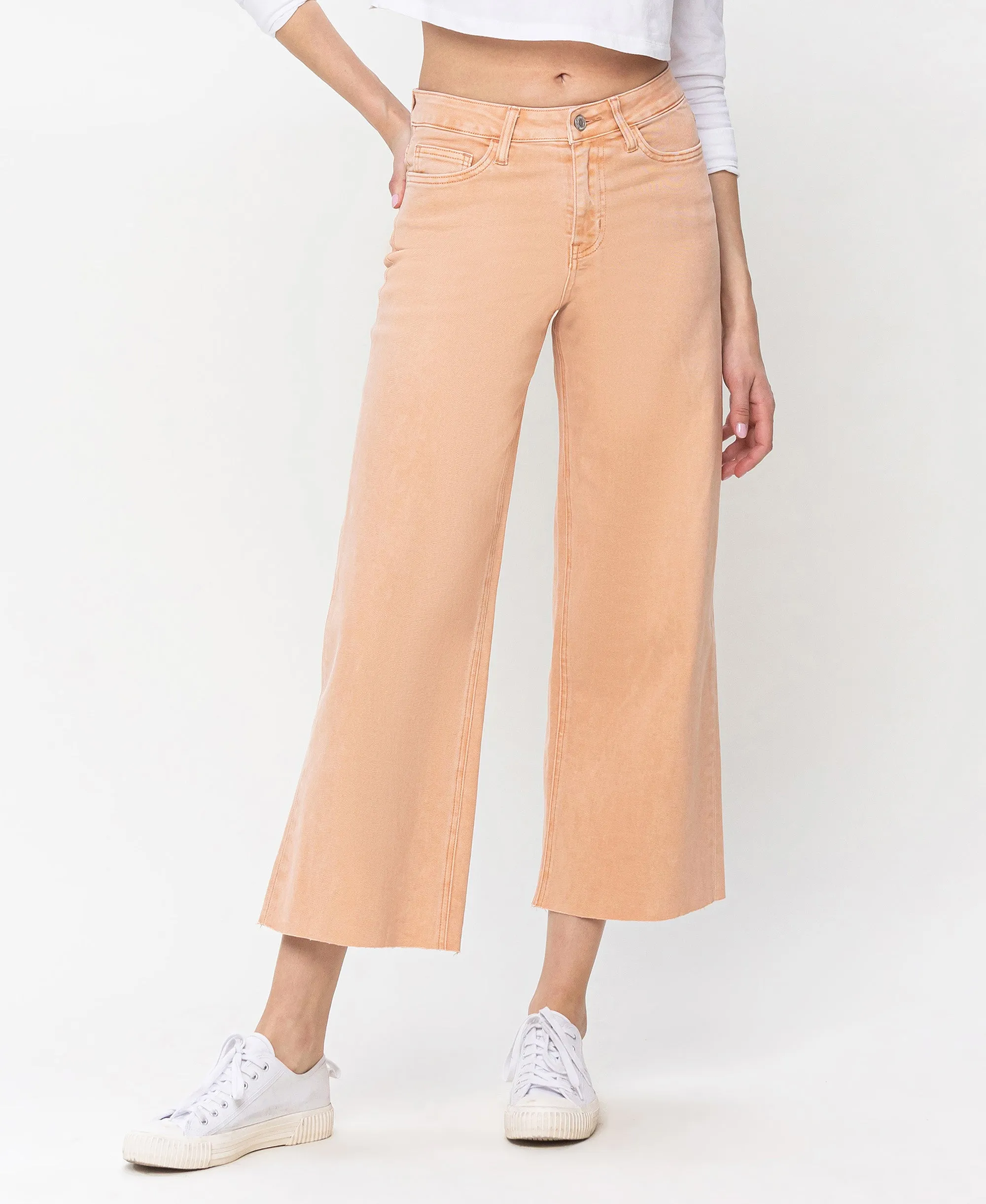 Soft Sand - High Rise Wide Leg Jeans