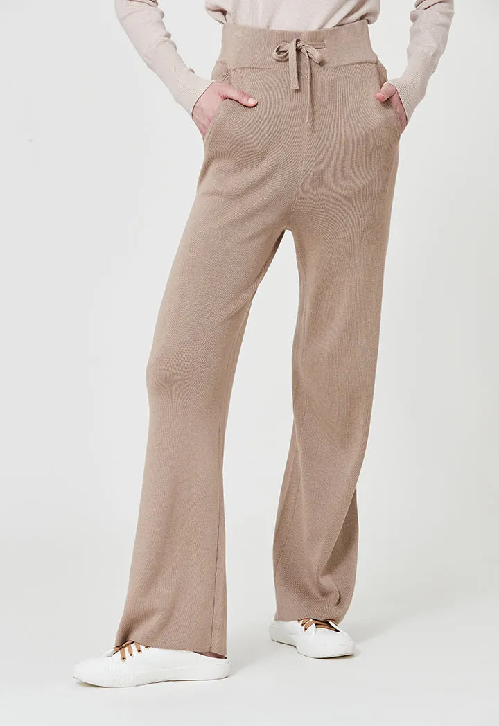 Solid Color Knitted Trouser