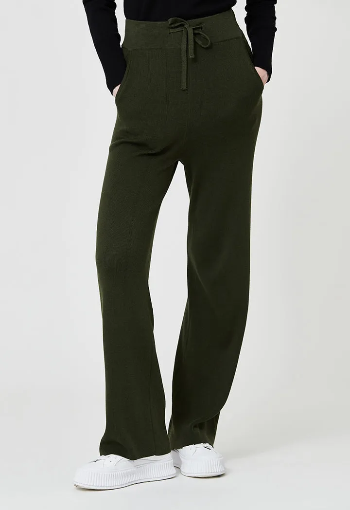 Solid Color Knitted Trouser