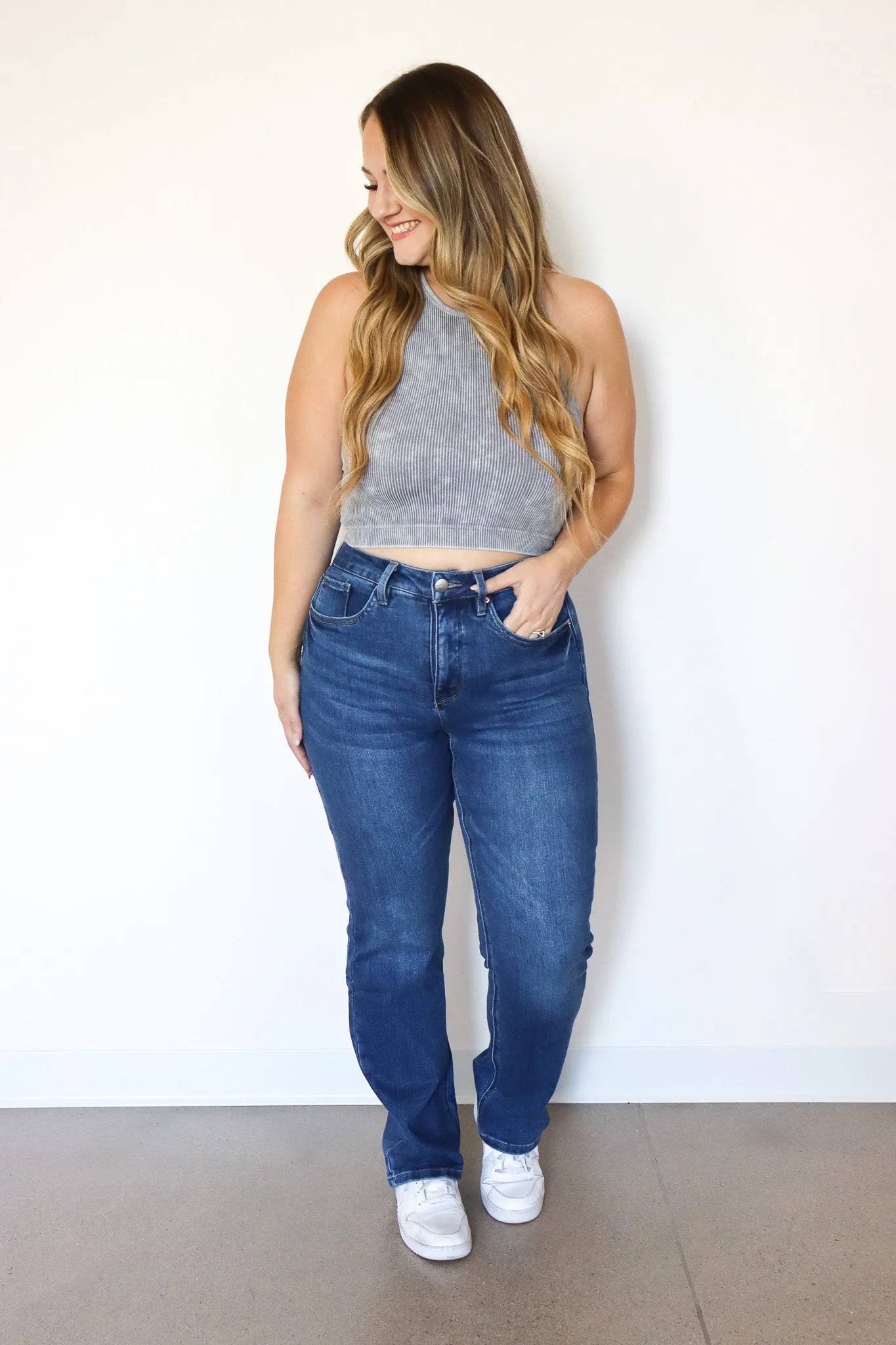 Tummy Control Dylan Straight Mom Jeans by RFM