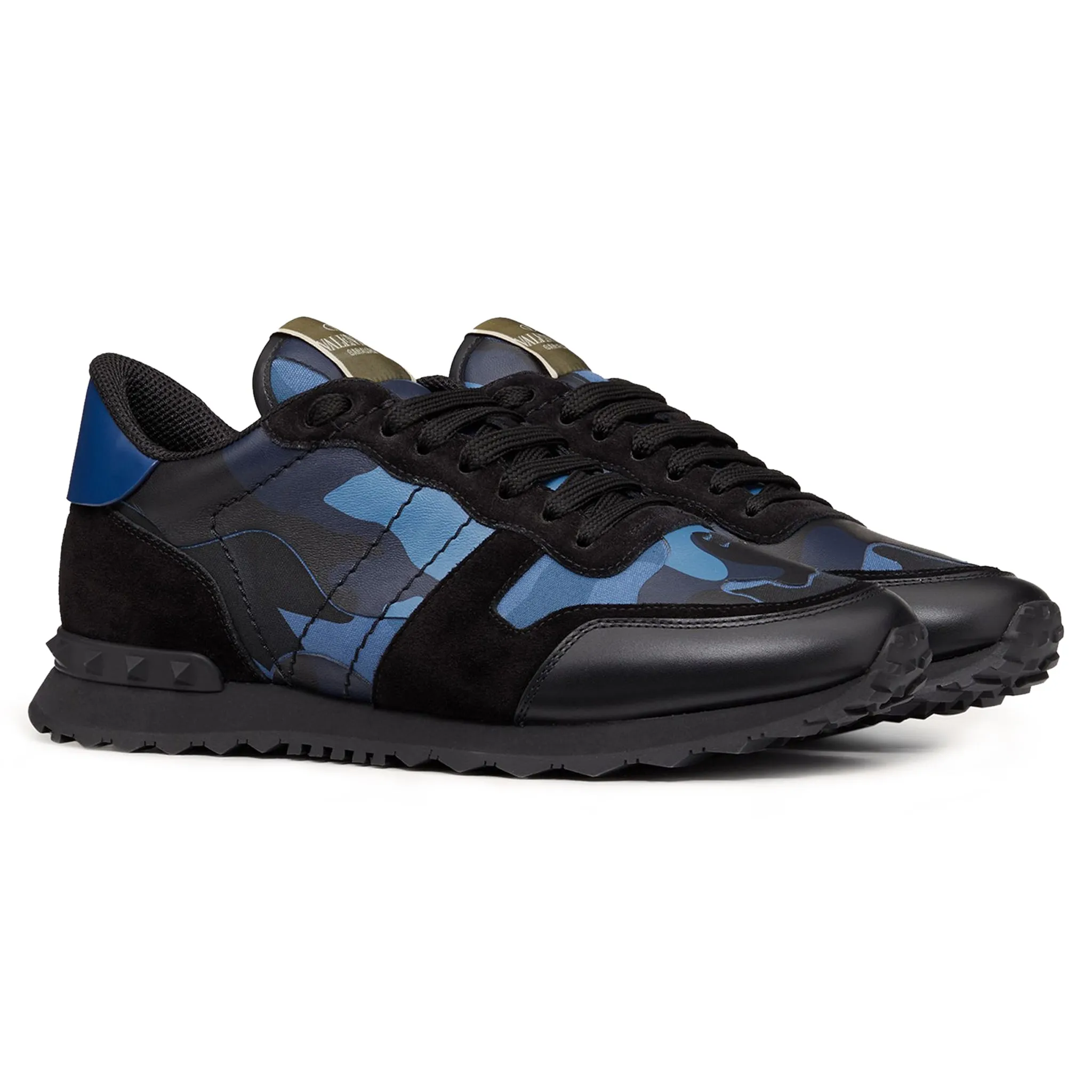 Valentino Bluette Black Camouflage Rockrunner Sneaker