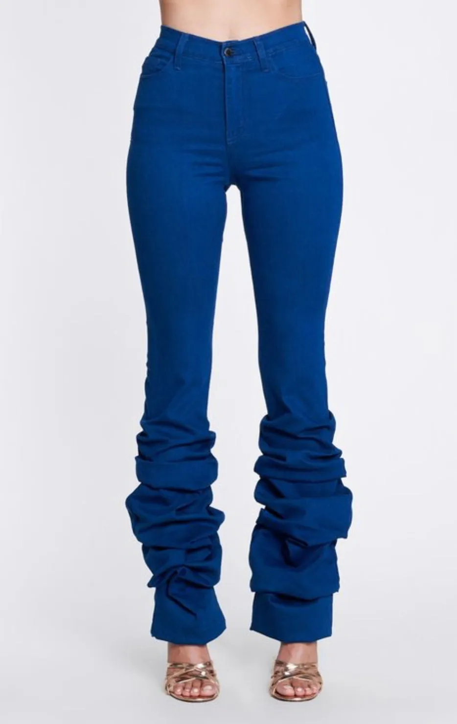 Venice Blue HIgh Waist Stacked Leg Denim Jeans