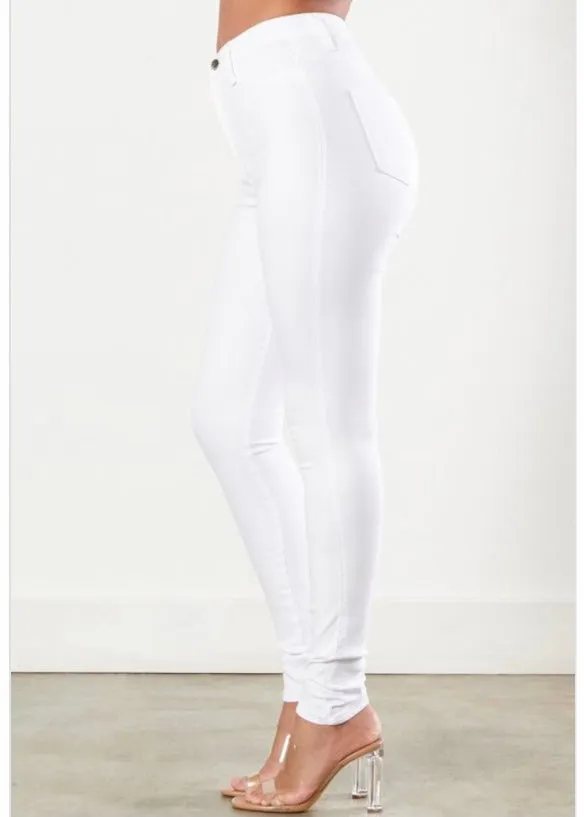 Vibrant Neon Berry Skinny Jeans (White) P1113